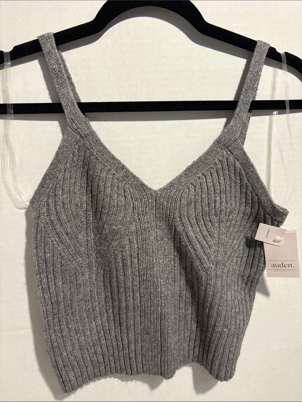 Auden Heather Gray Ribbed V-Neck Knit Tank